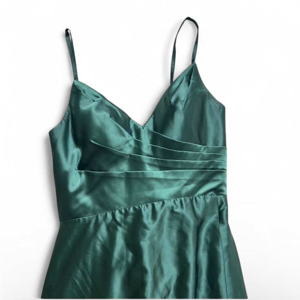 Green Satin Prom Dress - Picture 1 of 5